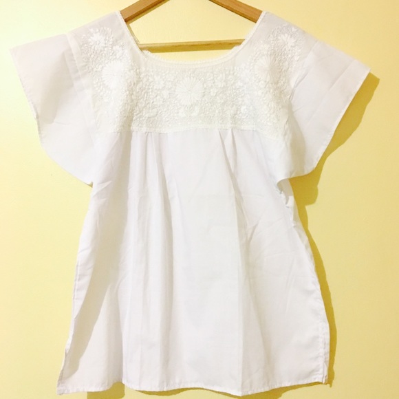 Traditional Mexican Everyday Blouse White - Picture 1 of 2